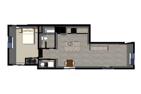 One Bedroom (697sf)
